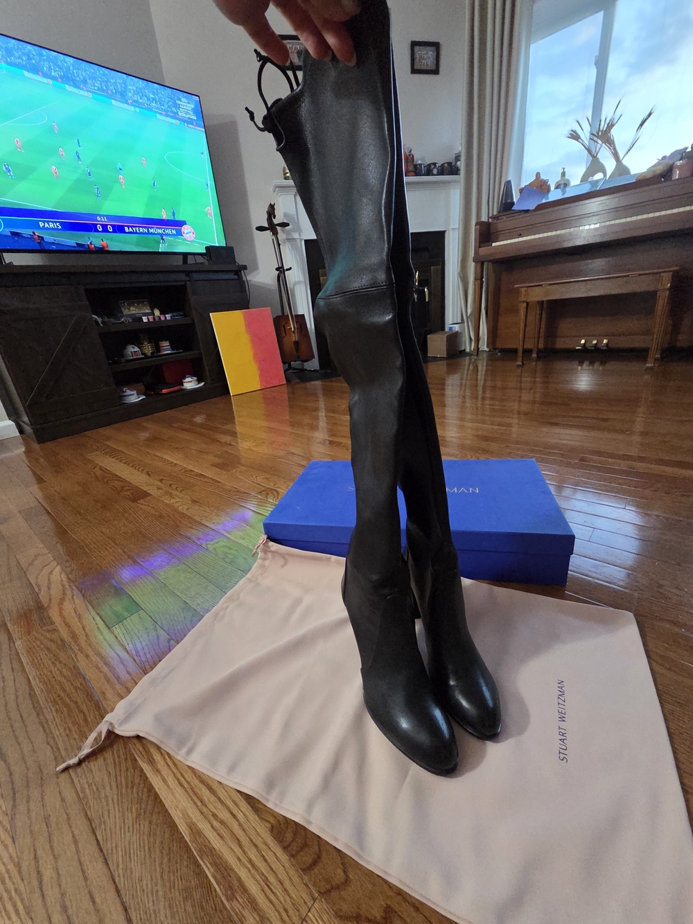 Stuart Weitzman Black Over-the-Knee Leather Boots - Picture 4 of 15